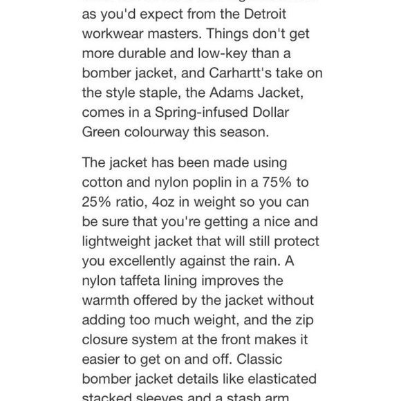 MENS CARHARTT ADAM BOMBER JACKET SIZE SMALL - Picture 10 of 10